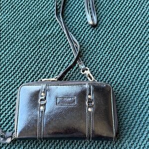 Thirty-One Shiny Black Crossbody Bag